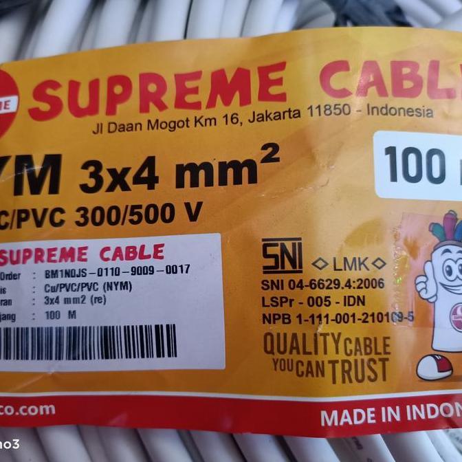 Ready Kabel nym 3x4 mm supreme / tufur 3x4 mm supreme eceran meteran