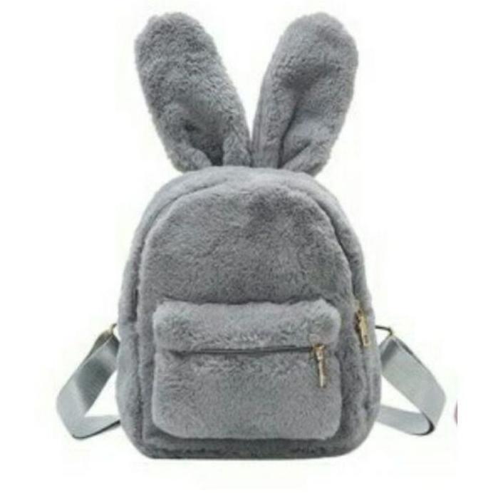 Tas Ransel Bulu Halus Wanita Bestie Rabbit Tas Lucu Bulu Lembut Tas Perempuan