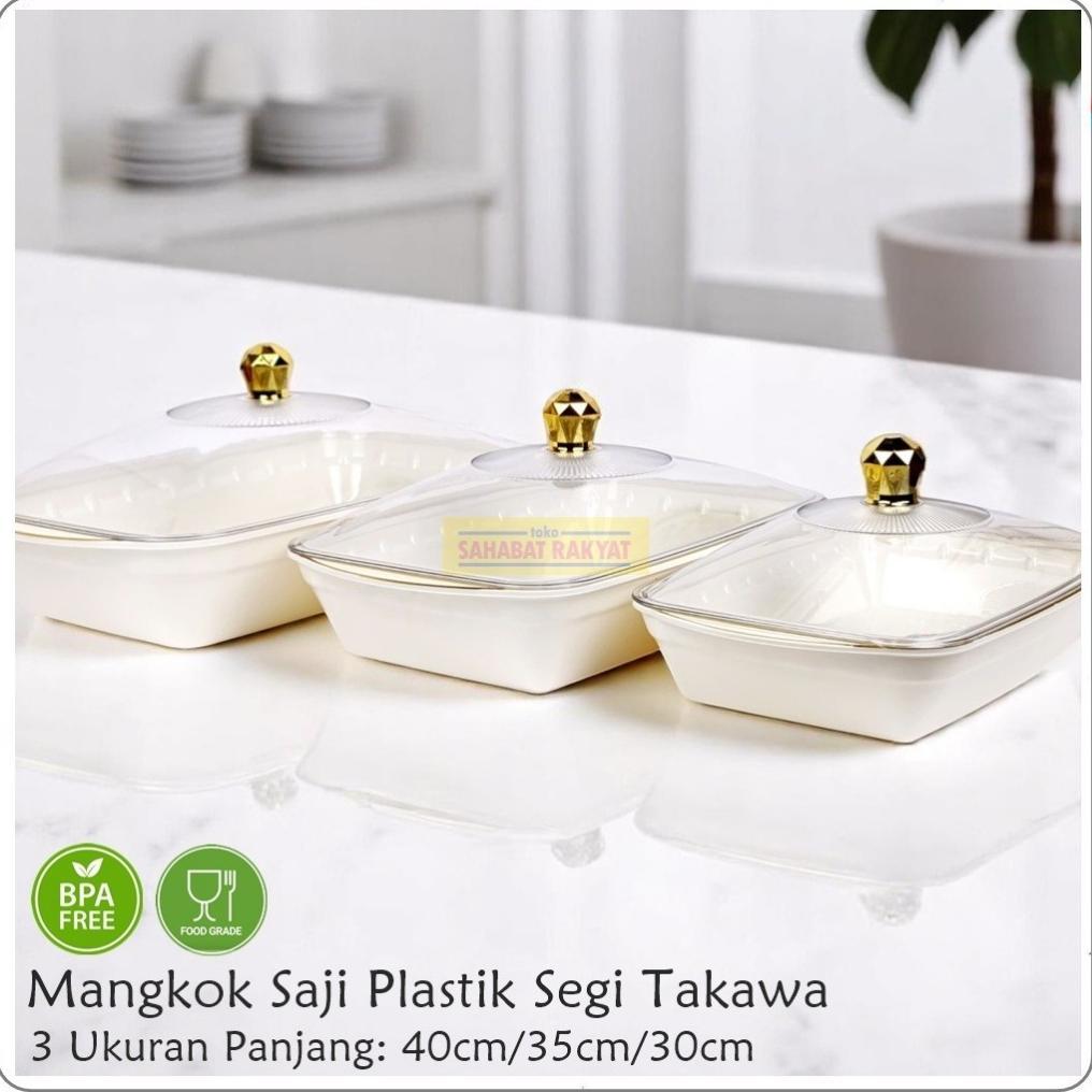 Mangkok Sayur/Nampan Saji Tutup Plastik Mewah Kecil/Medium/Besar Takawa