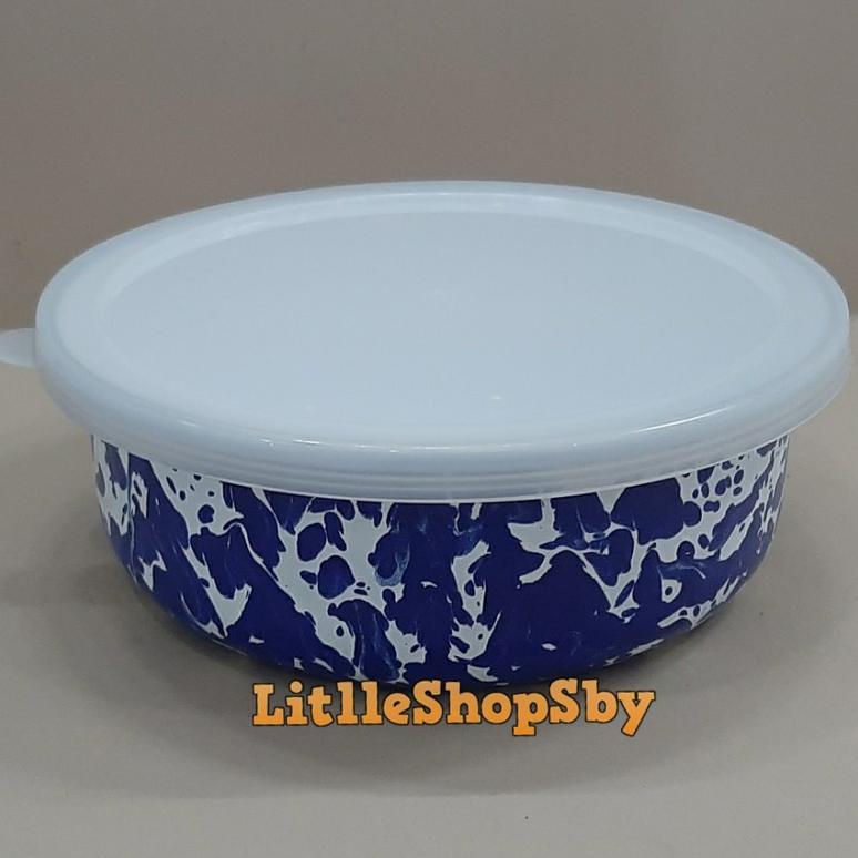 Rantang Bowl Mangkok Enamel 14Cm Biru Blirik