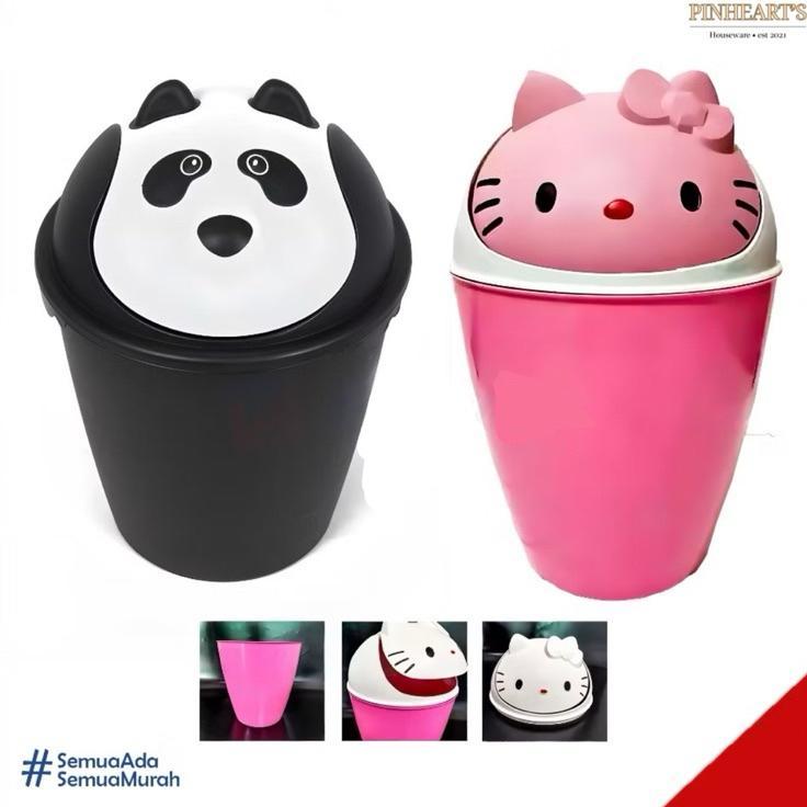 Tempat Sampah Karakter 10 Liter Tong Sampah Plastik Jumbo Hello Kitty & Panda Lucu Dan Unik