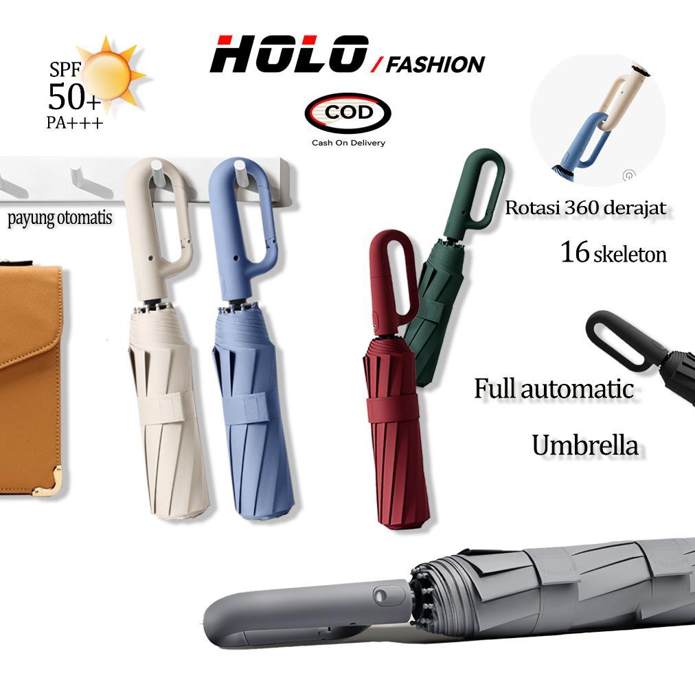SUPER DEAL HOLO PAYUNG LIPAT OTOMATIS ANTI UV PAYUNG LIPAT JUMBO BESAR POLOS ANTI HUJAN ANTI PANAS U