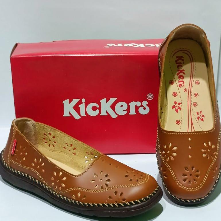 ORIGINAL SEPATU WANITA KICKERS KULIT SINTETIS CASUAL SLIP ON MK50
