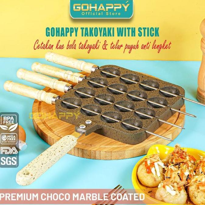 [PROMO] TAKOYAKI PAN Cetakan kue cubit-egg ball korean-pofertjes panci marble Gohappy wajan telur an