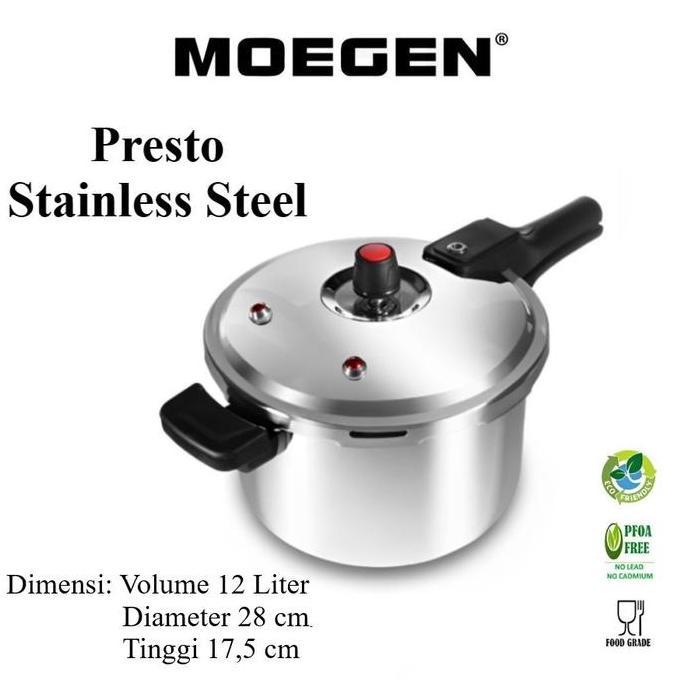 MOEGEN Presto Stainless Steel 12 Liter Pressure Cooker