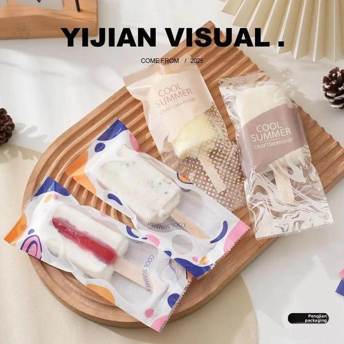 PODAMANS 100pcs kemasan eskrim plastik Penyimpanan es krim dan es loli Kantong kemasan es loli trans