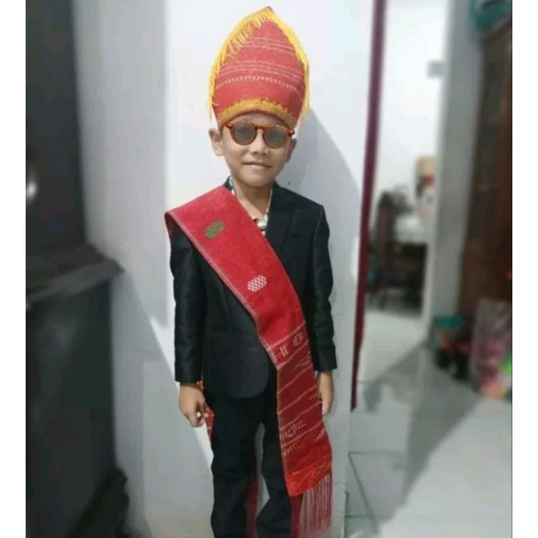 Best Seller Kostum Adat Batak Anak Laki Laki Paket Sortopi Dan Ulos Batak