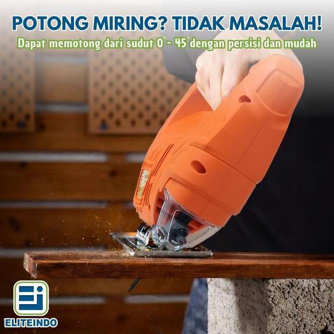Eliteindo Mesin Jigsaw Elektrik Mesin Gergaji Potong Kayu Papan Triplek Lempengan Besi Multifungsi 5