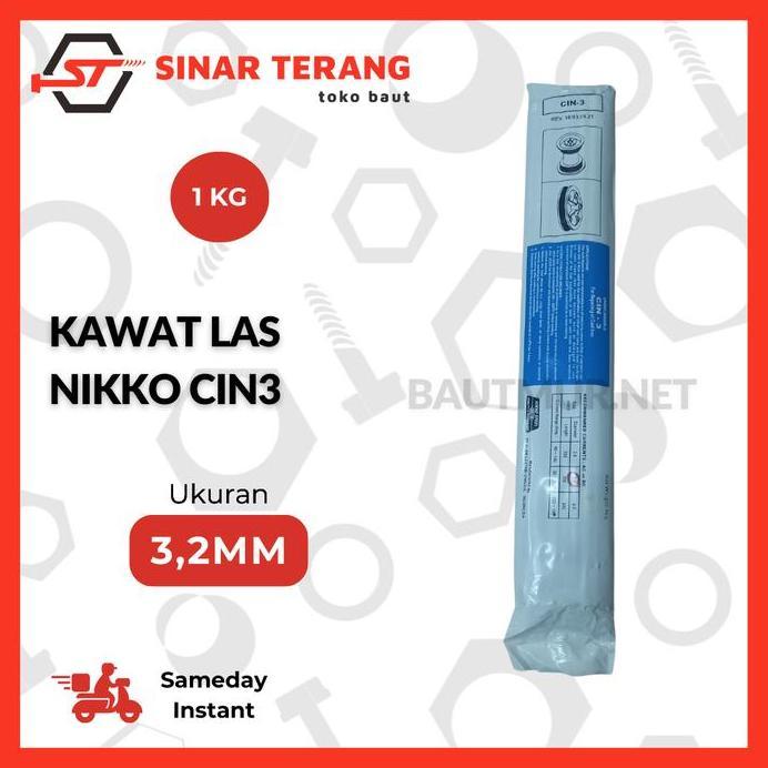 (1KG) Kawat Las Nikko Cin3 3.2mm x 300mm - Kawat las Besi Cor Ancuran
