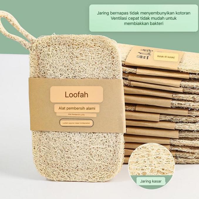ESPRIZO Sikat pencuci piring loofah alami spins oyong kering spons cuci piring dari oyong sabut cuci