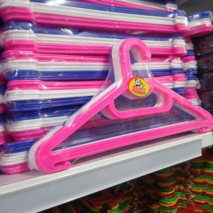 gantungan baju plastik hanger segitiga warna happy panda