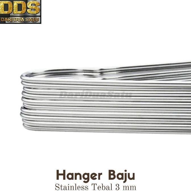 Gantungan Baju Dewasa Stainless Tebal 3 mm Hanger Stainless isi 6 pcs