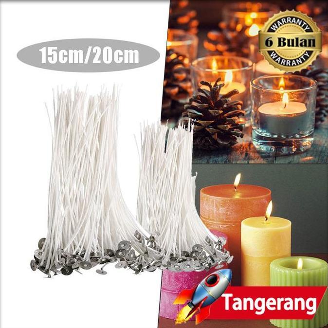 DEFAECO 100Pcs Sumbu Lilin Cotton Candle Wick Waxed Cotton Sumbu Lilin Tebal