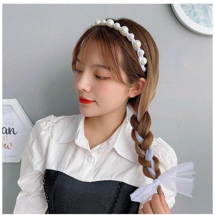 [Adult/Kids] ISELLA PEARL SCARF HEAD BAND Bando Bandana Pita Mutiara Untuk Anak Kecil Dan Dewasa / C