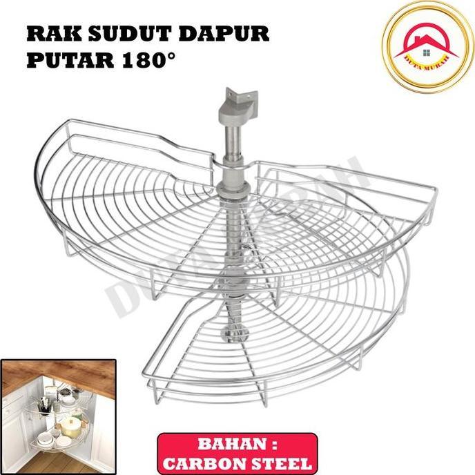 XIMVHE Rak Sudut Putar 180 Rak Dapur Sudut Putar Serbaguna 180 Corner Swivel Basket Kit