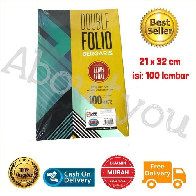 Lansungkirim- Promo Kertas Double Folio Bergaris 100 Lembar Murah Sidu Paper Sekolah Stationery Buku