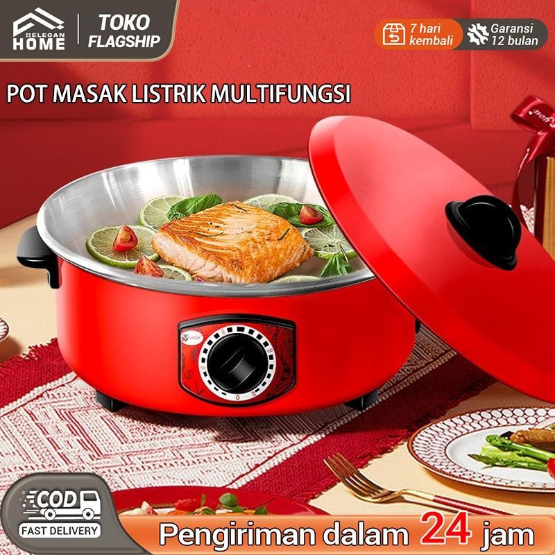 Panci Listrik Multifungsi 12 Inch / Panci Listrik 12 Inch / Panci Penggorengan Dan Kukusan Serbaguna