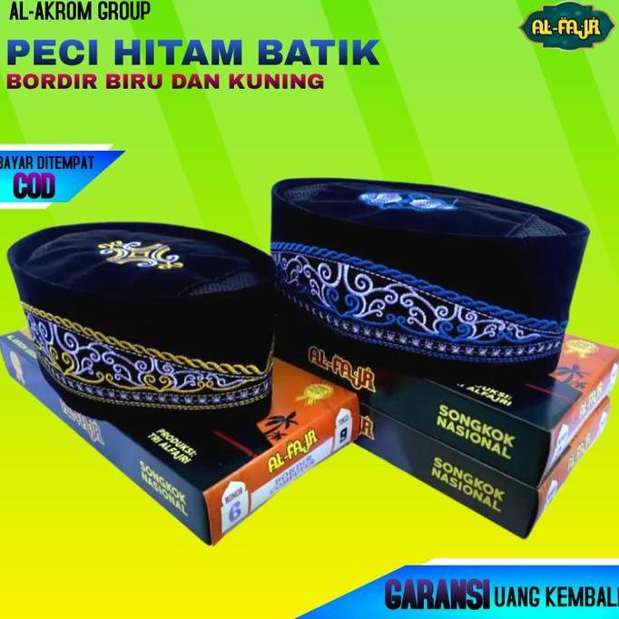 Wekup Peci Songkok Kopiah Hitam Motif Batik Biru Murah Dan Berkualitas