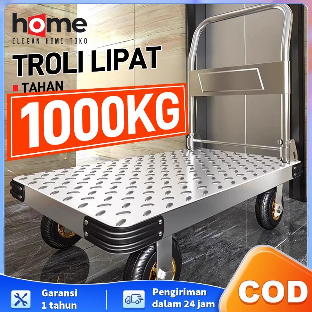 Troli Barang Lipat Troli Lipat Portable Besi 1000 Kg Besi Troli Baja Kuat Tebal Roda Troli 4 Inch 5 