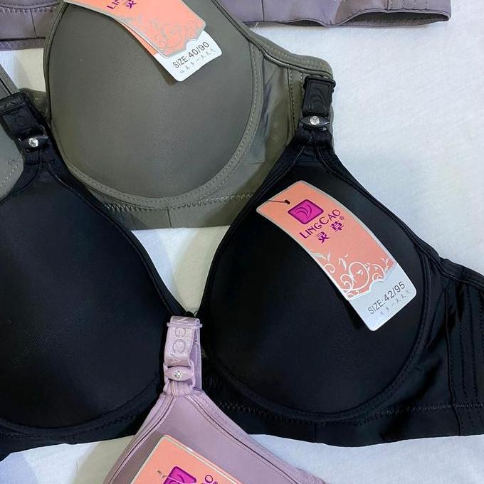 Wagee- Bra Lingcao B5 | Bh Busa Cup B Nyaman Tanpa Kawat | Bra Wanita Lingcao Original Kait 3 Cup Be