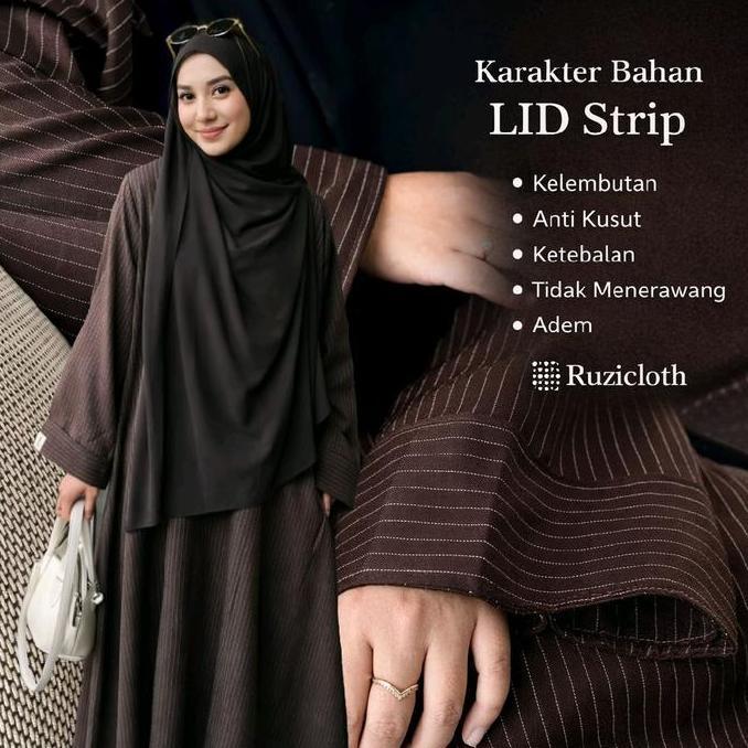 sipeno_store - ruzicloth - gamis abaya salur stripe semiwoll premium tebal bahan jatuh - dress raya 