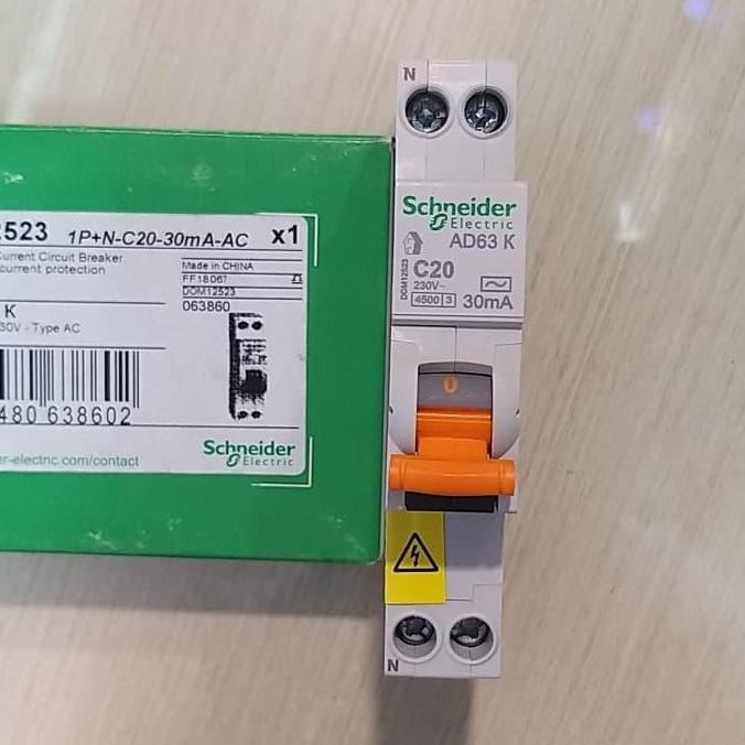 RCBO 20A Slim 1P+N-C20A-30mA Schneider