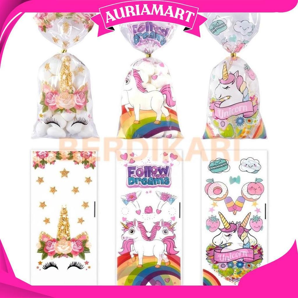BD Plastik Hadiah Ulang Tahun Unicorn isi 50 lembar Bingkisan Snack Ulang Tahun Karakter Lucu Plasti