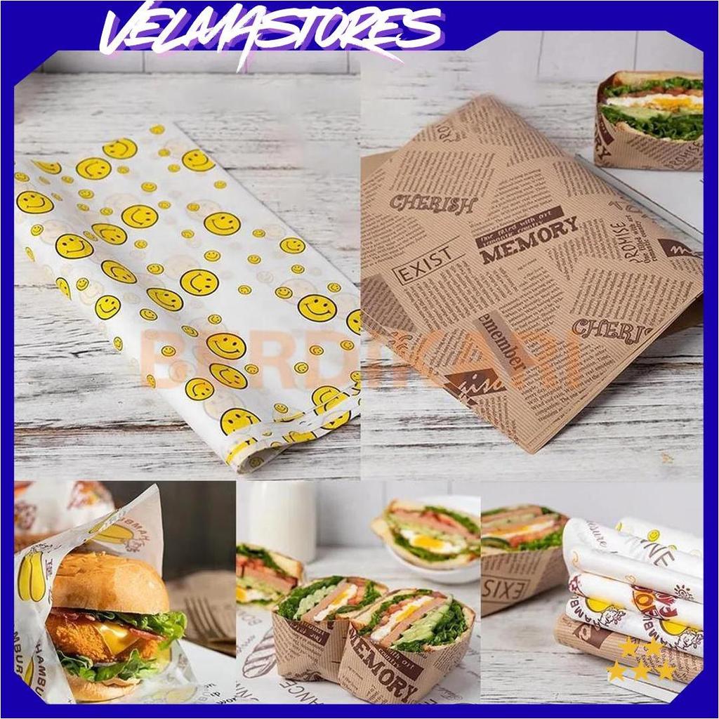 20 LEMBAR Kertas Roti Laminating ukuran 38x28cm Anti Lengket / Wax Paper Kertas Minyak Bungkus Sandw