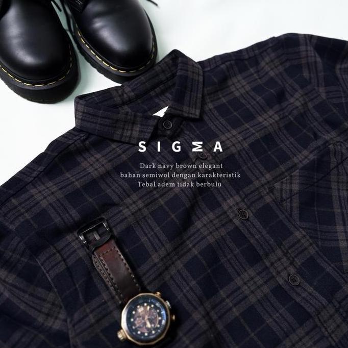 Kemeja flanel pendek semi wool premium  unisex kemeja pria dan wanita motif kotak 29