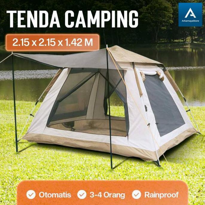 tenda camping 4 orang kemah lipat otomatis anti air