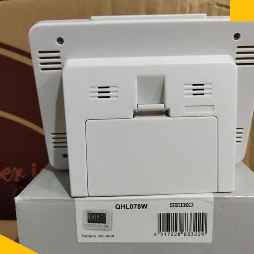 Jam Meja Weker Beker Seiko Japan Digital Qhl078W Qhl072 White Original