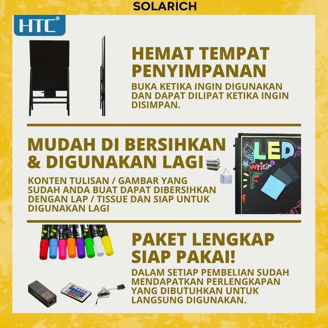 LED Standing Board Glass - Papan Tulis LED Dengan Efek Neon Dapat Dihapus & Tulis Ulang (Cocok Untuk