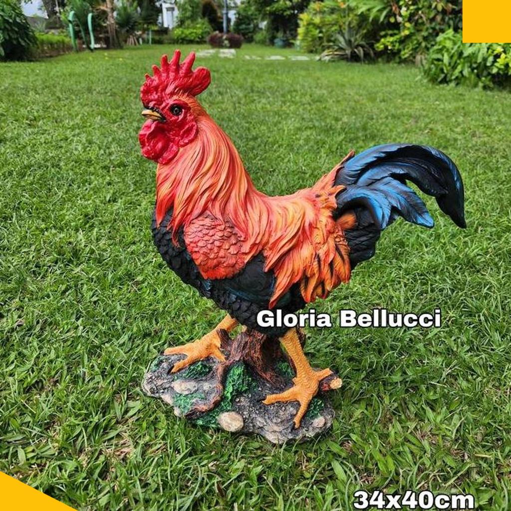 Patung Ayam Jago Jantan Besar Pajangan Rumah Dekorasi Taman Kebun