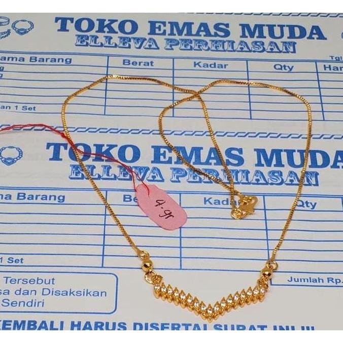 Sparkling- Kalung Fuji Premium Perhiasan Fashion Wanita Berlapis Emas Muda Terlaris Free Surat Dari 