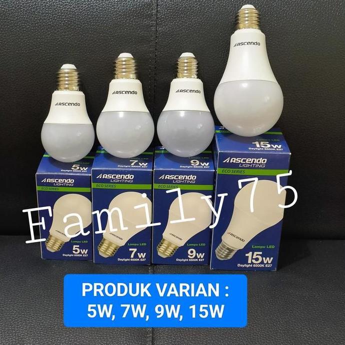 Ready ASCENDO Lampu bohlam LED 5W 7W 9W 15W Putih