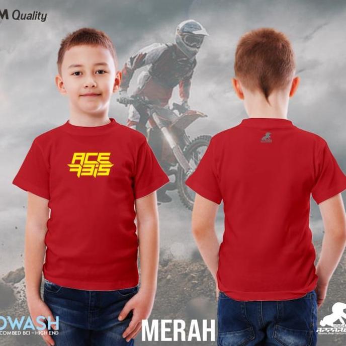 Kaos anak biowash ultrasoft 24s reguler motif 2 Sablon ACERBIS Kaos Premium Lengan Pendek TRAIL