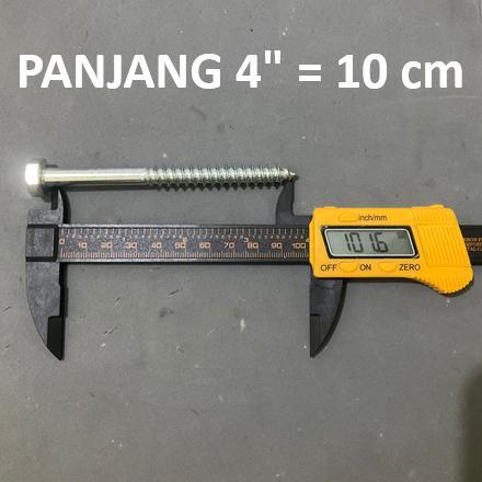 1/2 x 4" Inch Lag Screw Deskrup Baut Sekrup Kayu Fisher Kunci 19