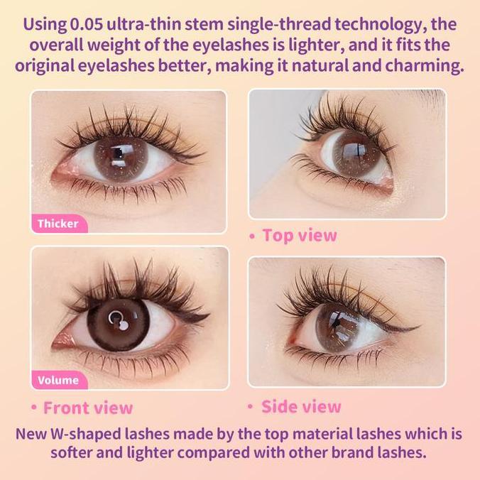 Hijume- Pipiwaya Paket Ekstensi Bulu Mata Eyelash Extension 10-16Mm - Klaster Bulu Mata Tipis, Lengk