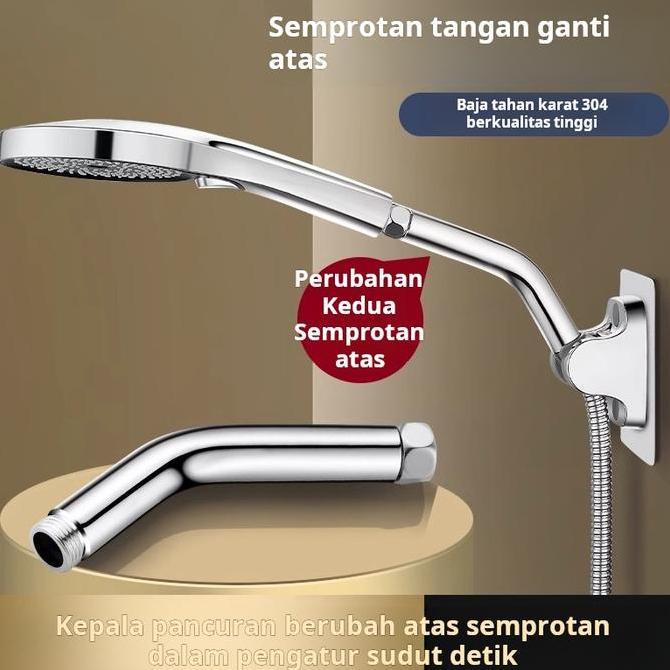 Holder Shower Extension Pipa Peanjang Braket Adjustable Untuk Hand Shower Ke Rain Shower Sambungan 1