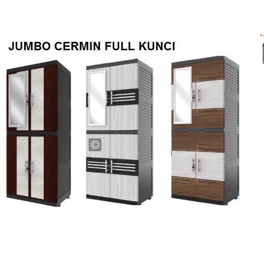 Lemari Plastik Ebony Naiba 4 Susun 9524 - Miror Cermin Kaca Rak Gantung