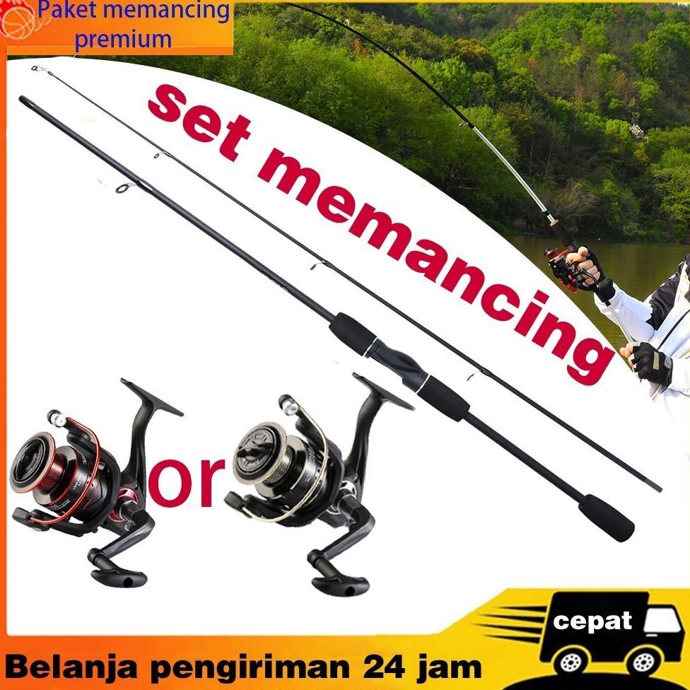 Pancing 1 set /Set premium (joran + reel) Peralatan pancing esensial berkualitas Diskon