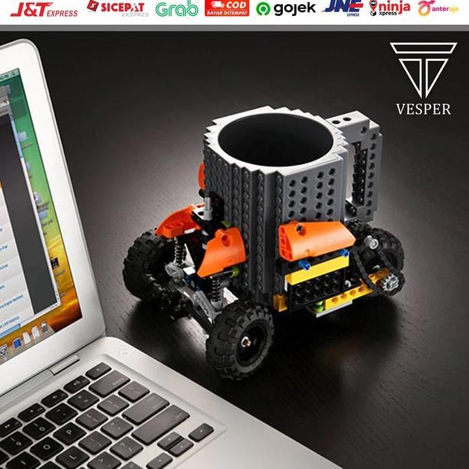 Modello- Gelas Mug Lego Build-On Brick Black / Mainan Lego / Gelas Brick Lego