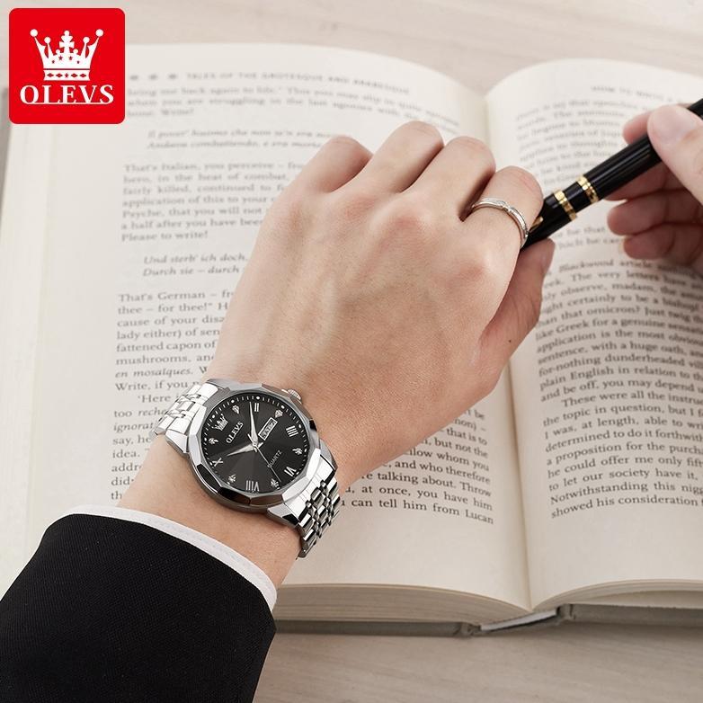 Hemat Olevs Jam Tangan Pria Anti Air Original Stainless Steel Luminous Men Watch Analog Model 9931