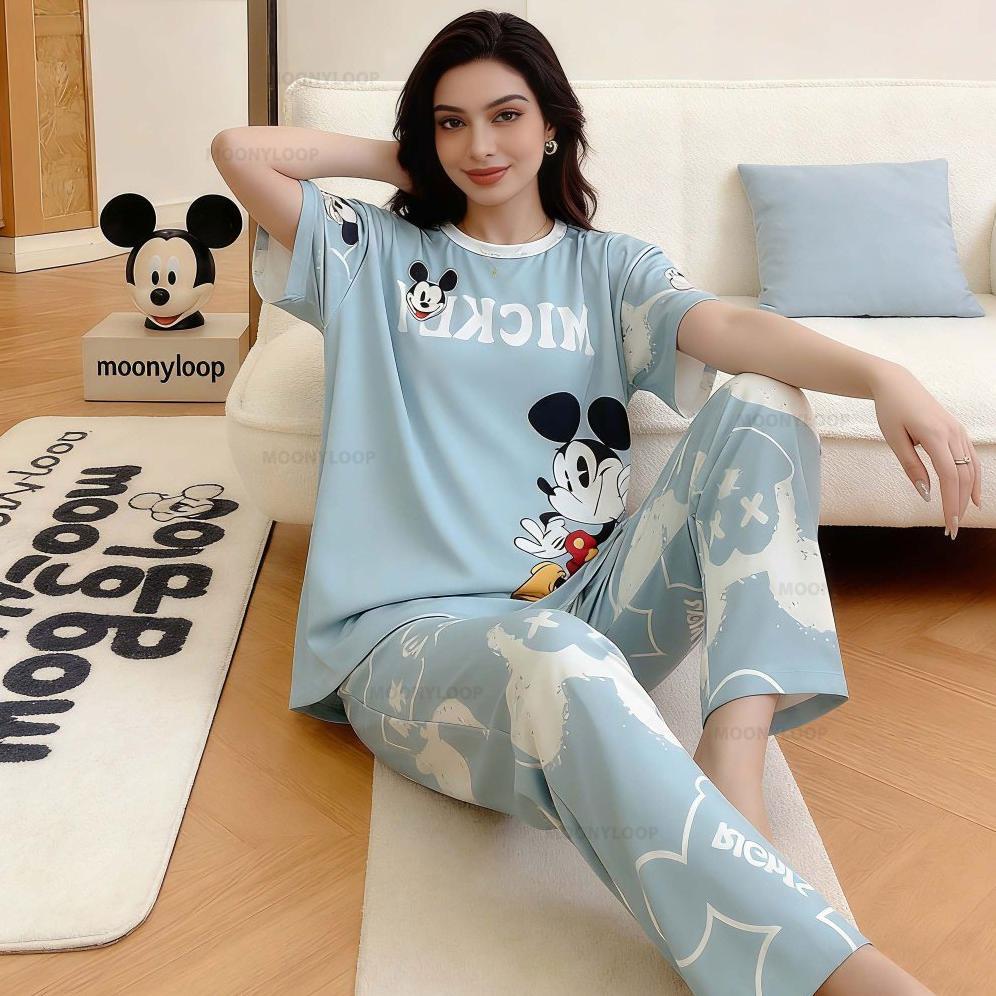 Hot 2026 5Xl Set Baju Tidur Wanita Dewasa Oversize Piyama Kaos Celana Panjang & Pendek Setelan Baju 
