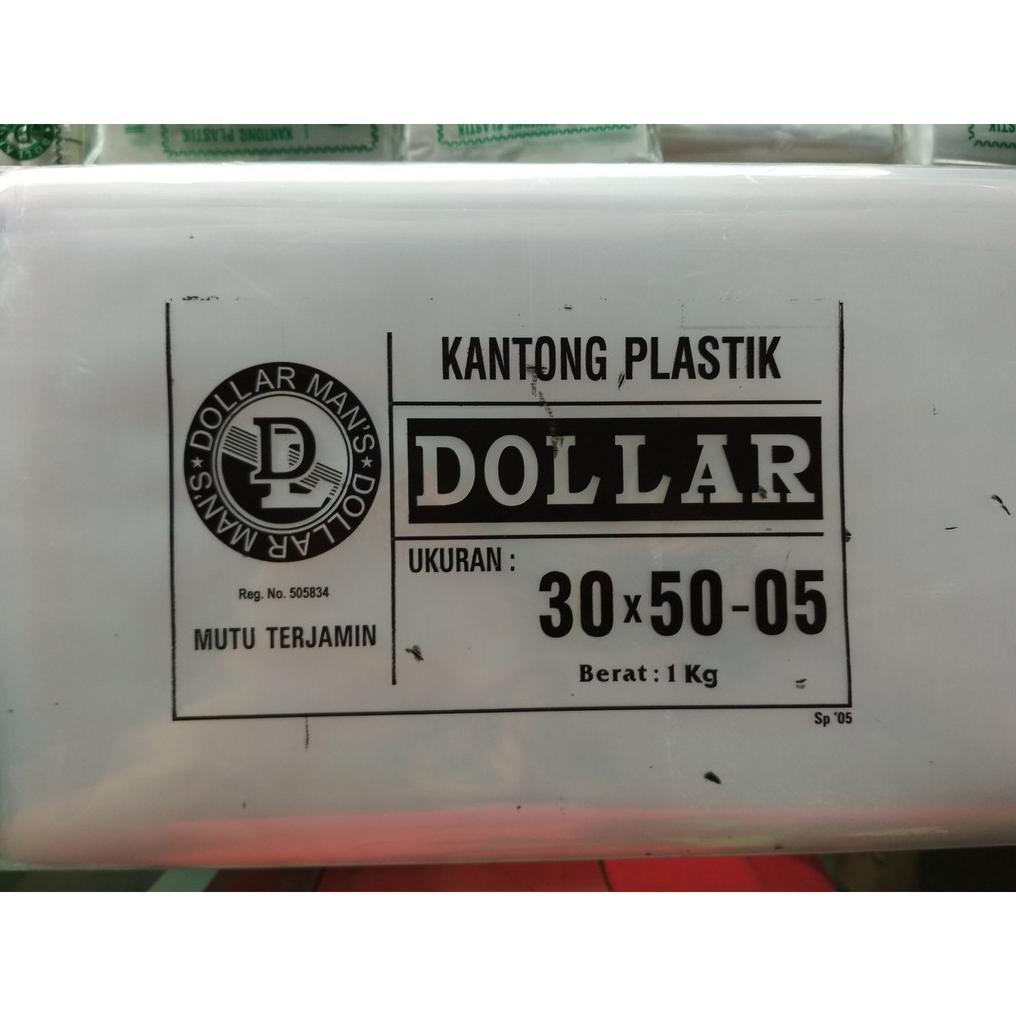 Kantong Plastik Bening Ukuran 30X50-05 / Cap Dollar 30X50