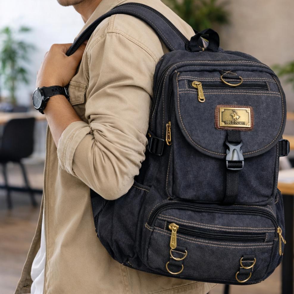 Disc Polo Power Tas Pria Ransel Canvas Import Tas Punggung Casul Pria Tas Kanvas Polo Ori Power Offi
