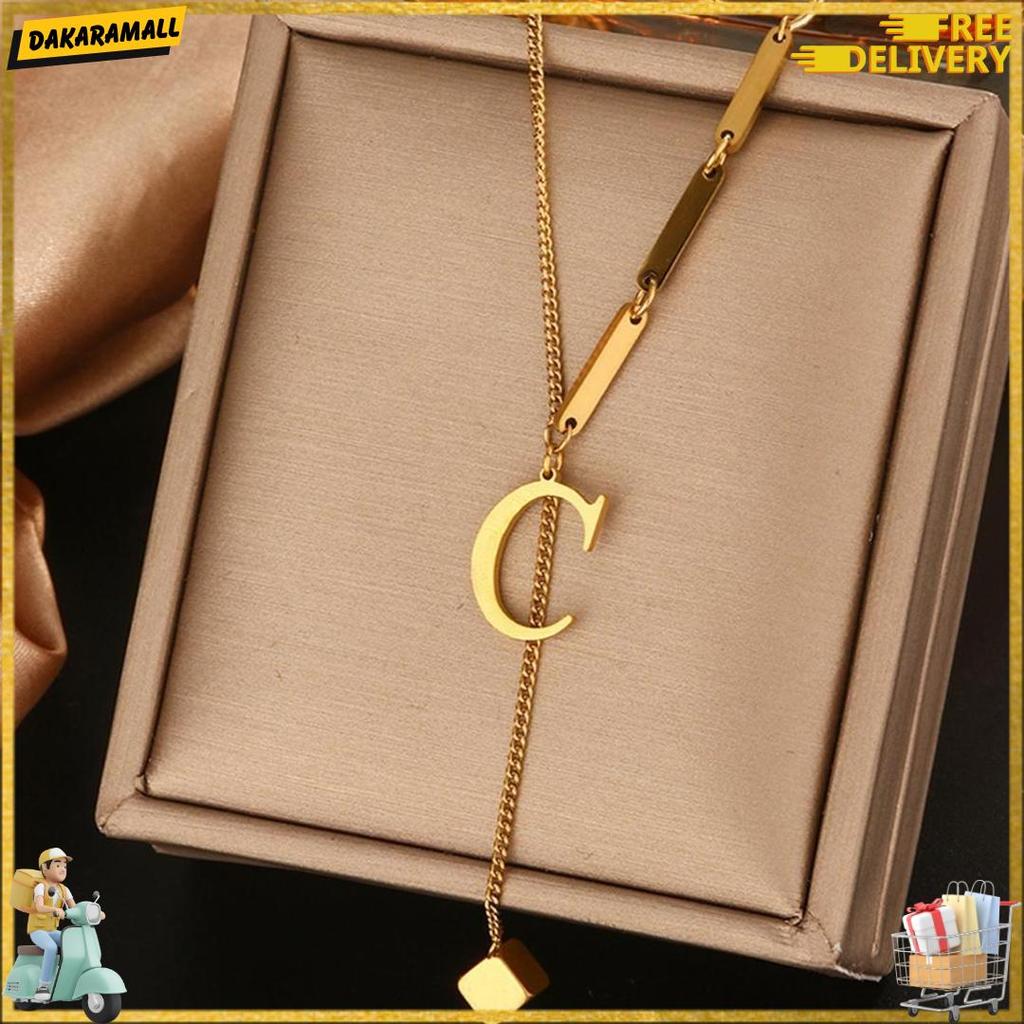 Sederhana Kalung Huruf Lapis Emas Titanium Wanita Anti Karat, Huruf A-Z Fashion Populer Accesories X