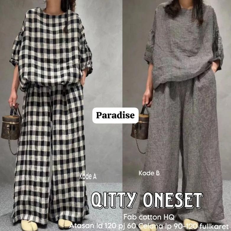 Hot Qitty Oneset , Baju Kotak-Kotak