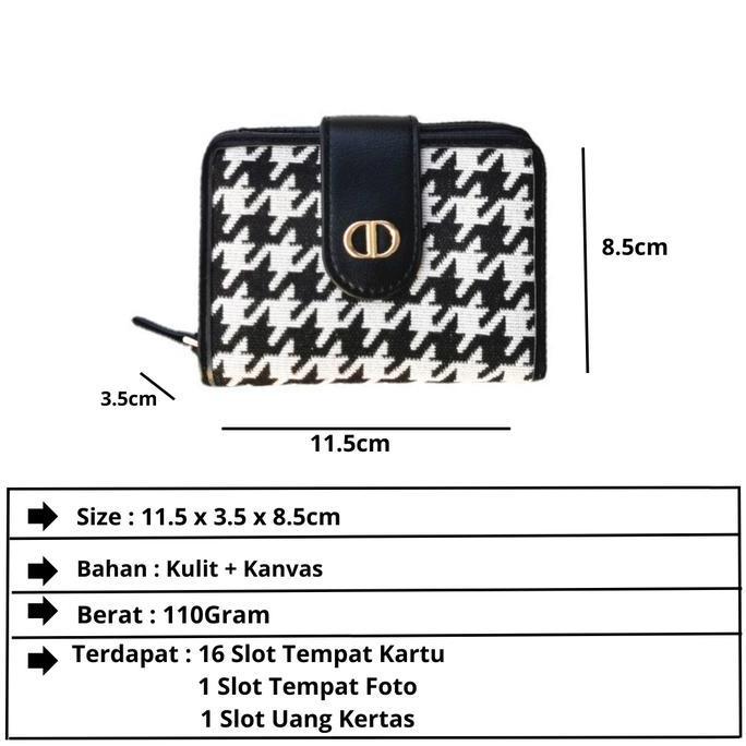 Sale Join  Dompet Lipat Wanita Import Motif Square / Dompet Kartu Wanita Motif Houndstooth Square / 