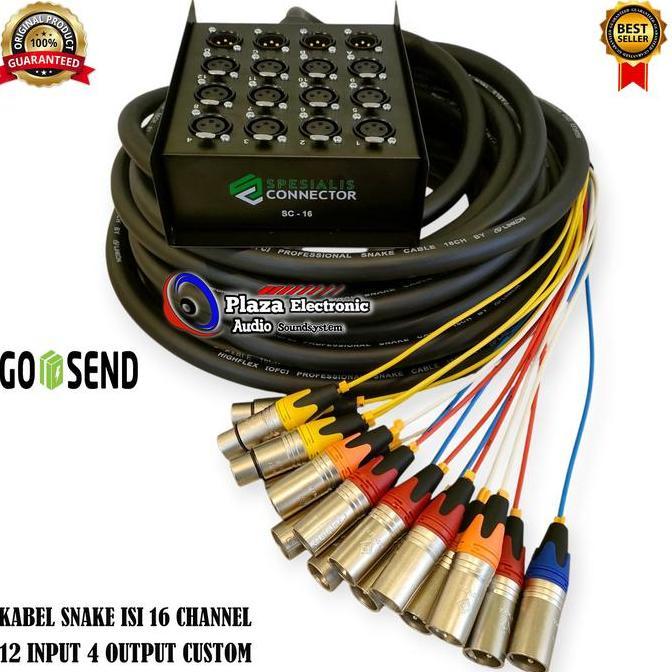 TERLARIS SNAKE KABEL 16CH KOMPLIT + BOX STX 12IN 4OUT PANJANG 5 METER